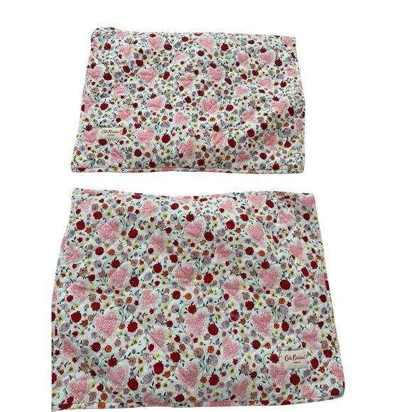 Pink flowers Hearts Floral Pillow Shams Set of 2 Quilted Cotton Kids bedding - Picture 3 of 7